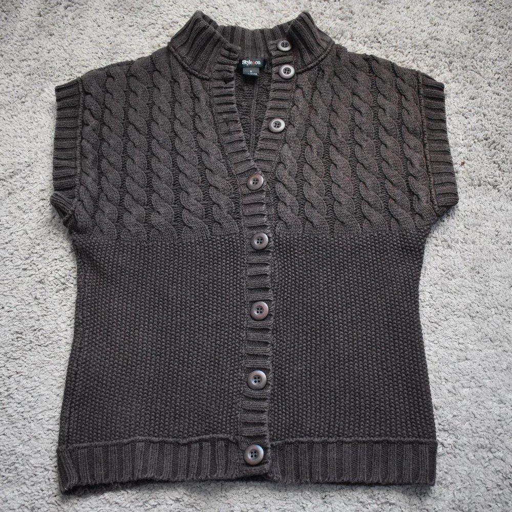 Style & Co. Brown Short Sleeve Sweater Size Small